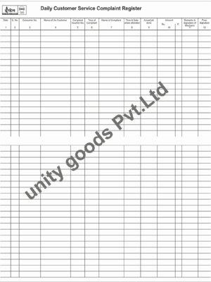 Daily Pressure Regulator Stock Register (200 pages)