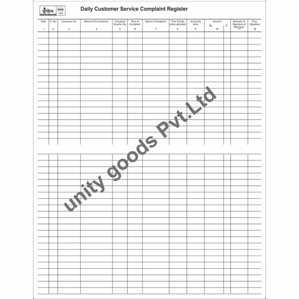 Daily Pressure Regulator Stock Register (200 pages)
