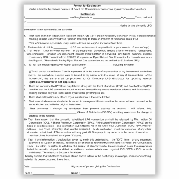 Declaration Form pad ( 100 Pages)