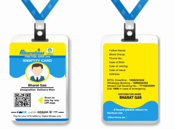 Bharat gas Plastic ID card With lanyard